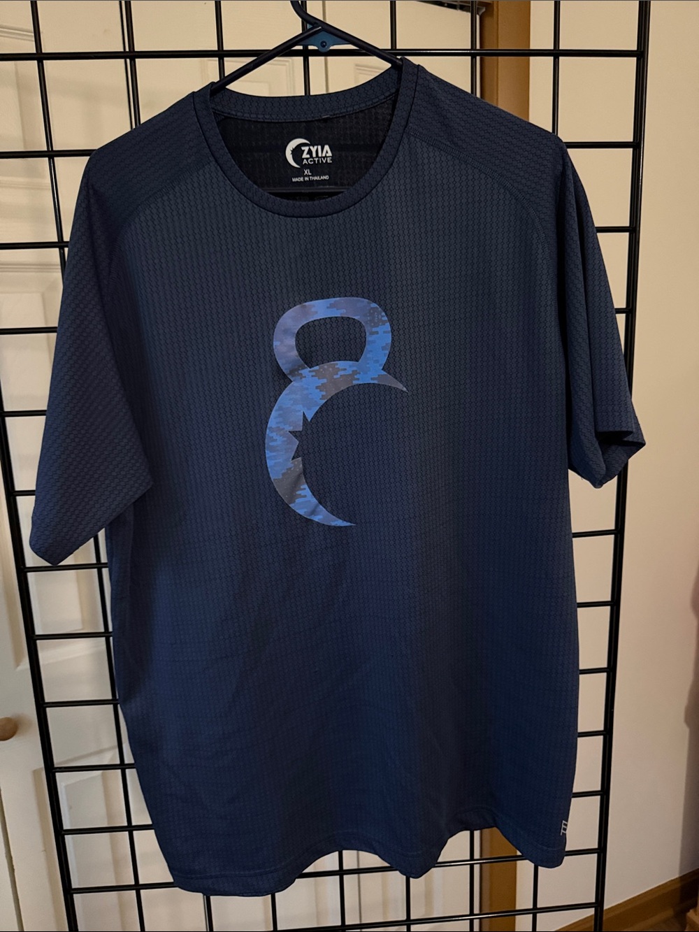 ZYIA Navy Short-Sleeve Athletic Tee with Blue Logo
